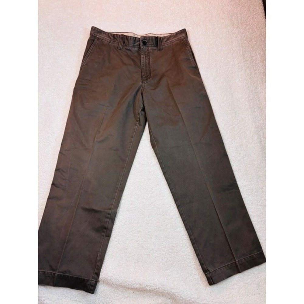 Eddie Bauer Chino Pants Mens 34x30 Brown Olive Good Classic Fit Cotton Twill